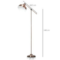 HOMCOM Stehlampe, Industrielle Stehleuchte mit Verstellbarem Schirm, Standleuchte E27 Fassung, Metall, Rotbronze, 68,5 x 25 x 148cm(m-3)