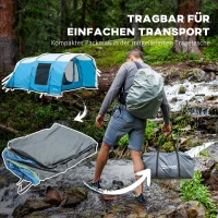 Outsunny Campingtent voor 5 personen, 2 kamers, verwijderbaar tussenschot, weerbestendig, incl. transporttas, blauw+zwart(m-7)