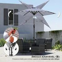 Outsunny Chapéu de Sol Exterior Ø230 cm com Ângulo Ajustável e Manivela Impermeável Azul e Branco(m-5)
