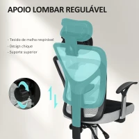 Vinsetto Cadeira de Escritório com Função Reclinável Apoio para a Cabeça e Suporte Lombar 62x67x108-118 cm Cinza(m-8)