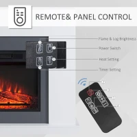 HOMCOM 44" Electric Fireplace Suite with Remote Control, 2000W Freestanding Fireplace Heater with LED Flame Effect, Overheat Protection, 7-Day Programmable Timer, White(m-5)