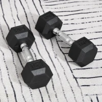HOMCOM Ensemble d'haltères courtes total 2 x 5 Kg, haltères musculation fitness pour homme et femme, entraînement musculaire & haltérophilie - métal caoutchouc noir(m-10)