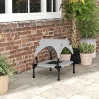 PawHut Hondenbed met Dak, Outdoor, Draagbaar, Waterbestendig, tot 30 kg, 61 x 46 x 63 cm, Lichtgrijs(m-9)