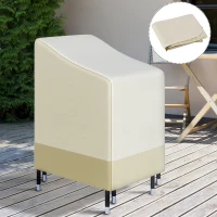 Outsunny Capa para Cadeiras Empilháveis 90x70x115 cm Impermeável em Tecido Oxford 600D Capa para Móveis de Jardim Anti-UV Bege e Castanho(m-10)