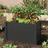 Outsunny Verhoogde plantenbak met open bodem, versterkte stang en handschoenen, 102 x 52 x 55 cm, zwart(m-2)