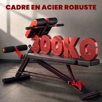 HOMCOM Banc de musculation 150L x 150l x 76H cm hauteur coussin abdominal réglable 7 niveaux dossier rembourré acier noir rouge(m-7)