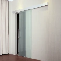 HOMCOM 90cm Modern Sliding Door Set Kit w/ Frosted Glass Door Aluminium Rail Opaque Home Decoration DIY Office Style(m-2)