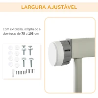 PawHut Barreira de Segurança para Cães Extensível 75-103 cm com 2 Extensões Duplo Bloqueio Fechamento Automático Cinza(m-6)