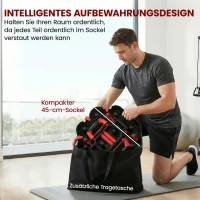 SPORTNOW Push-Up Board 7-in-1 Verstelbaar Push-Up Bord met Weerstandsbanden, Wieltjes en Deuranker, Opvouwbaar(m-6)