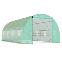 Outsunny Tuinkas Tomatenkas Broeikas Folietunnel Kweekkas met Venster Groen 595 x 300 x 200 cm