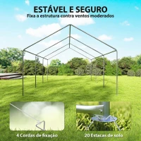 Outsunny Tenda para Festas 4x6 m, Tenda de Jardim com Paredes Removíveis, 2 Portas e Janelas UPF30+ para Casamentos, Cinzento e Branco(m-9)