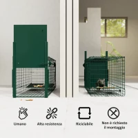 Outsunny Gabbia Trappola per Animali Piccoli con Una Porta e Maniglia, 80x25x30 cm, Verde Scuro(m-5)