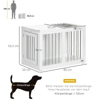 PawHut hondenkooi, huisdierenkooi, hondenhok, hondenbench met tafelblad, wit(m-3)