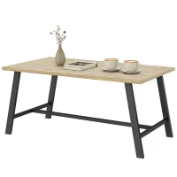 Outsunny Outdoor-salontafel, rechthoekige metalen bijzettafel met tafelblad in houtlook, 100 x 55 cm, Bruin(m-10)