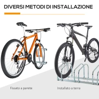 HOMCOM Rastrelliera Portabiciclette Parcheggio per 3 Biciclette in Acciaio, 76x33x27 cm, Argento(m-9)