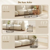 HOMCOM Conjunto de 2 Mesas de Apoio Tipo Ninho com Estrutura em Metal e Tampo de Vidro Ø50x50 cm e Ø40x40 cm Preto(m-4)