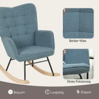 HOMCOM Schommelstoel, ergonomische vorm, massieve houten schenen, tot 120 kg, lichtblauw(m-5)
