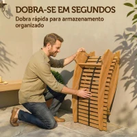 Outsunny Conjunto de 2 Cadeiras de Balanço de Jardim Dobráveis Ergonómicas com Design Ripado 60x156x77 cm Natural(m-5)