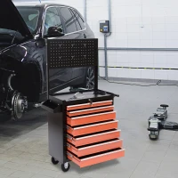 HOMCOM Carrello Porta Utensili Attrezzi Attrezzatura con Cassettiera 61.5 x 33 x 76cm Nero e Arancione(m-2)