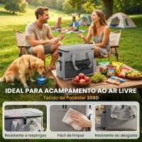 PawHut Bolsa de Viagem para Cães Bolsa de Recompensas com 2 Recipientes de Ração e Tigela Dobrável Bolsos Cinzento Claro(m-6)