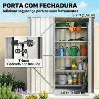 Outsunny Abrigo de Jardim 0,69 m² 83x89x163 cm com Telhado Inclinado Porta com Fecho Inclui Luvas Cinzento Escuro(m-7)
