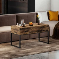 HOMCOM Mesa de Centro Elevatória com Bancada Deslizante Fecho Suave e Espaço Oculto de Arrumação 100x45x67 cm Castanho Rústico(m-10)