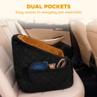 PawHut Dog Car Seat, Detachable Washable Dog Booster Seat with Thick Cushion, Seat Belt, Pockets for Small Under 10kg, Brown(m-8)