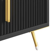 HOMCOM Elegant Fluted Bedside Table - Black/Gold-Tone(m-13)