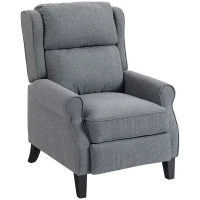 HOMCOM Poltrona Reclinabile 132° max in Tessuto Effetto Lino con Poggiapiedi, 74x84x102 cm, Grigio(m-1)