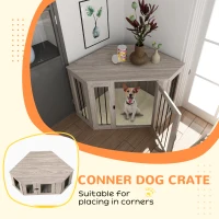 PawHut Dog Crate Furniture Side Table, with Cushion, 122 x 61 x 71cm - Walnut Brown(m-5)