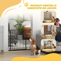 PawHut Poartă de Siguranță Extensibilă pentru Câini 75-95 cm din Oțel și ABS, 75-95x76 cm, Negru(m-7)