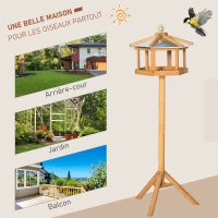 HOMCOM Mangeoire Mangeoire pour oiseaux sauvages sur Pied nichoir a Plateau Station a Oiseau Abris à oiseaux Bois pour Exterieur 113 cm(m-4)