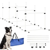 PawHut Conjunto de Treinamento de Agilidade para Cães 4 Peças Obstáculos de Salto com Altura Ajustável 99x65x94 cm  Azul(m-1)