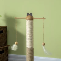 PawHut Árvore Arranhador para Gatos de Madeira Centro de Atividades com Poste de Juta e Sisal Bolas para Brincar Ø32x56 cm Madeira(m-7)