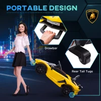 HOMCOM Lamborghini Licensed 12V kids Electric Car w/ Butterfly Doors, Remote, Music, Horn, Suspension - Yellow(m-5)