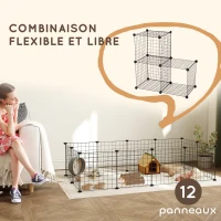PawHut Cage parc enclos pour animaux domestiques L 106 x l 73 x H 36 cm bords arrondis fil métallique noir(m-4)
