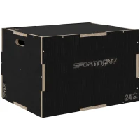 SPORTNOW Cajón de Salto Pliométrico de Madera con Mangos Huecos Carga 120 kg para Casa Oficina Gimnasia 76x61x51 cm Negro(m-1)