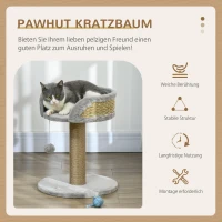 PawHut Krabpaal Kattenbed Kattenmand, incl. Speelbal, 40 cm x 40 cm x 49 cm, Grijs(m-4)