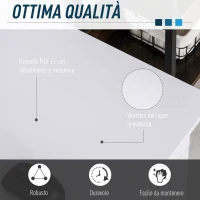 HOMCOM Scrivania per PC Ergonomica con Mensole, Armadietto, Cassetto e Piano Tastiera Estraibile, Bianca, 120x60x74cm(m-15)