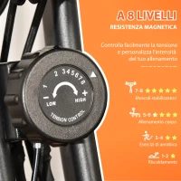 HOMCOM Cyclette Pieghevole con Resistenza Magnetica 8 Livelli, Sensore di Frequenza Cardiaca, Volano 2.5kg, Arancione(m-6)