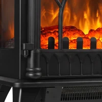 HOMCOM 3-Sided Glass Electric Fire Fan Heater, Electric Fireplace Stove Freestanding Log Burner with Flame Effect, Black(m-11)
