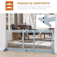 PawHut Cancellino per Cani Estensibile da Interno in Legno e Acciaio, 104-180x36x69cm, Blu-grigio(m-5)