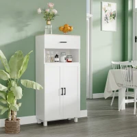 HOMCOM Sideboard, Nordic Storage Cabinet with Drawer, Doors and Open Countertop, Freestanding Kitchen Cupboard for Living Room, Dining Room, 130cm, White(m-2)