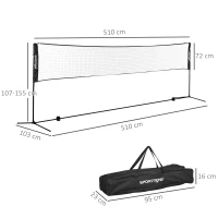 SPORTNOW Ensemble set complet de badminton, pickleball et volleyball, 3 en 1, jeux sport extérieur avec filet hauteur réglable(m-3)
