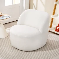 HOMCOM Poltrona per Salotto con Schienale Ergonomico in Tessuto Sherpa e Schiuma, 73x82x71 cm, Bianco Crema(m-9)