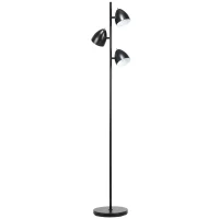HOMCOM Stehlampe, Bodenlampe, 3 einstellbare Schirme, Metall, Schwarz(m-11)