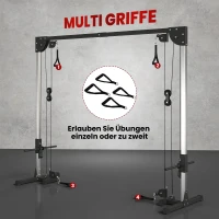 SPORTNOW Crossover Fitnessrek met Kabeltreksysteem, voor 1 of 2 Personen, Staal, Zwart(m-6)