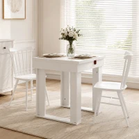 HOMCOM Folding Dining Table Under-Table Storage Extendable Kitchen Table Steel Rail White(m-8)
