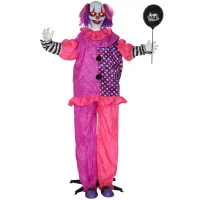 Outsunny 5′7″ Scary Animated Clown Decoration - Pink/Purple(m-1)