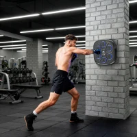 SPORTNOW Music Boxing Machine, Smart Bluetooth Boxing Machine Wall Mounted with 9 Speeds & Modes, LED Lights and Gloves, Punching Pad for Adults, Black(m-2)